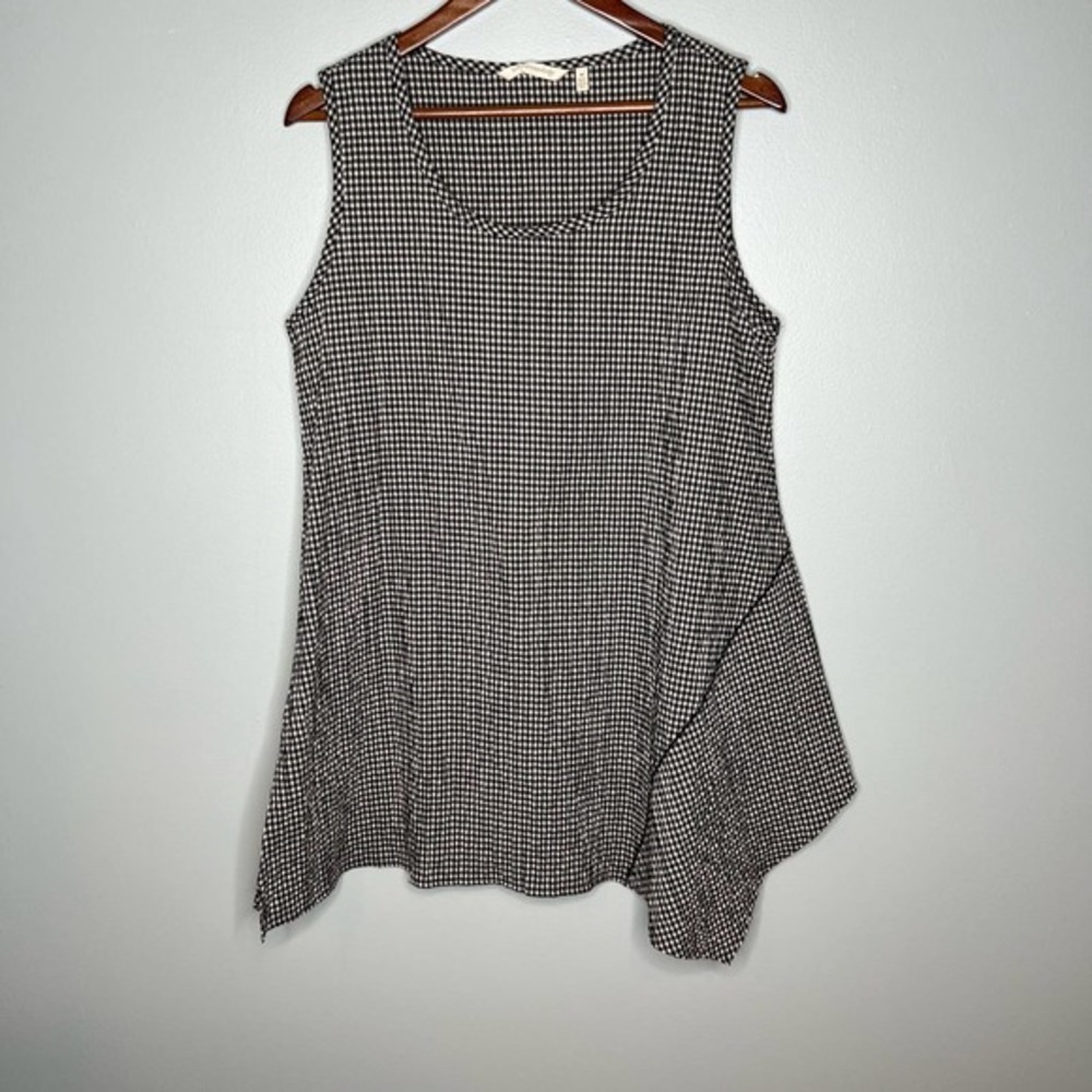 Soft Surroundings Gala Black Gingham Asymmetrical Sleeveless Tunic Top medium - Picture 2 of 7
